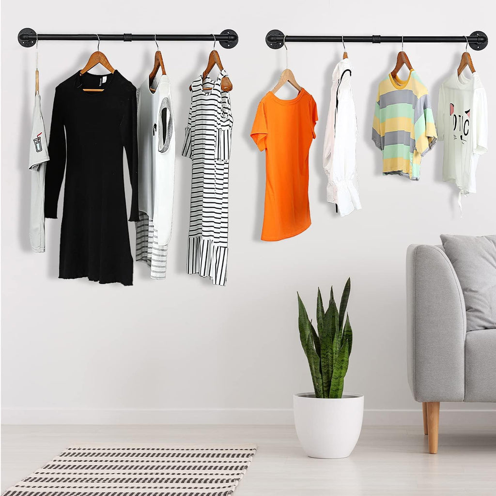 36" Wall Mounted Clothes Rack, Closet Rods for Hanging Clothes