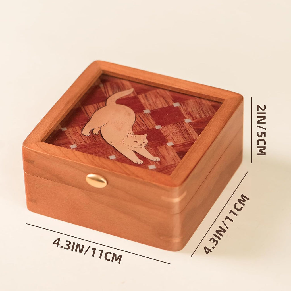 Small Jewelry Box,Cherry Wood Jewelry Case,Travel Jewelry Organizer