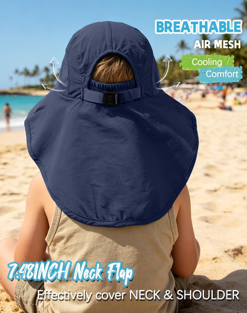 Pack Kids Sun Hat with Neck Flap, Bucket Hat for Girls Boys