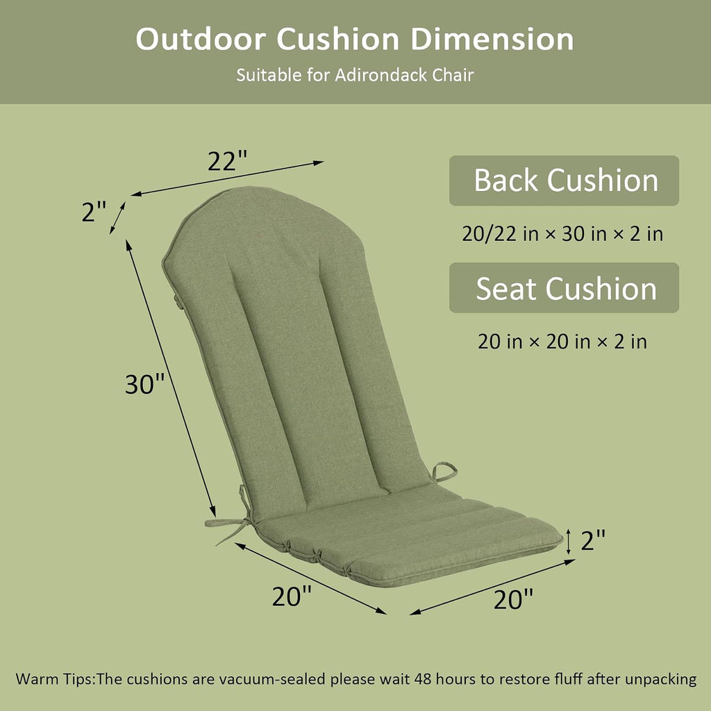 50"x20" Adirondack Chair Cushion Set of 2, Water-Resistant Fade Resistant High Back Outdoor Rocking Chair Cushion