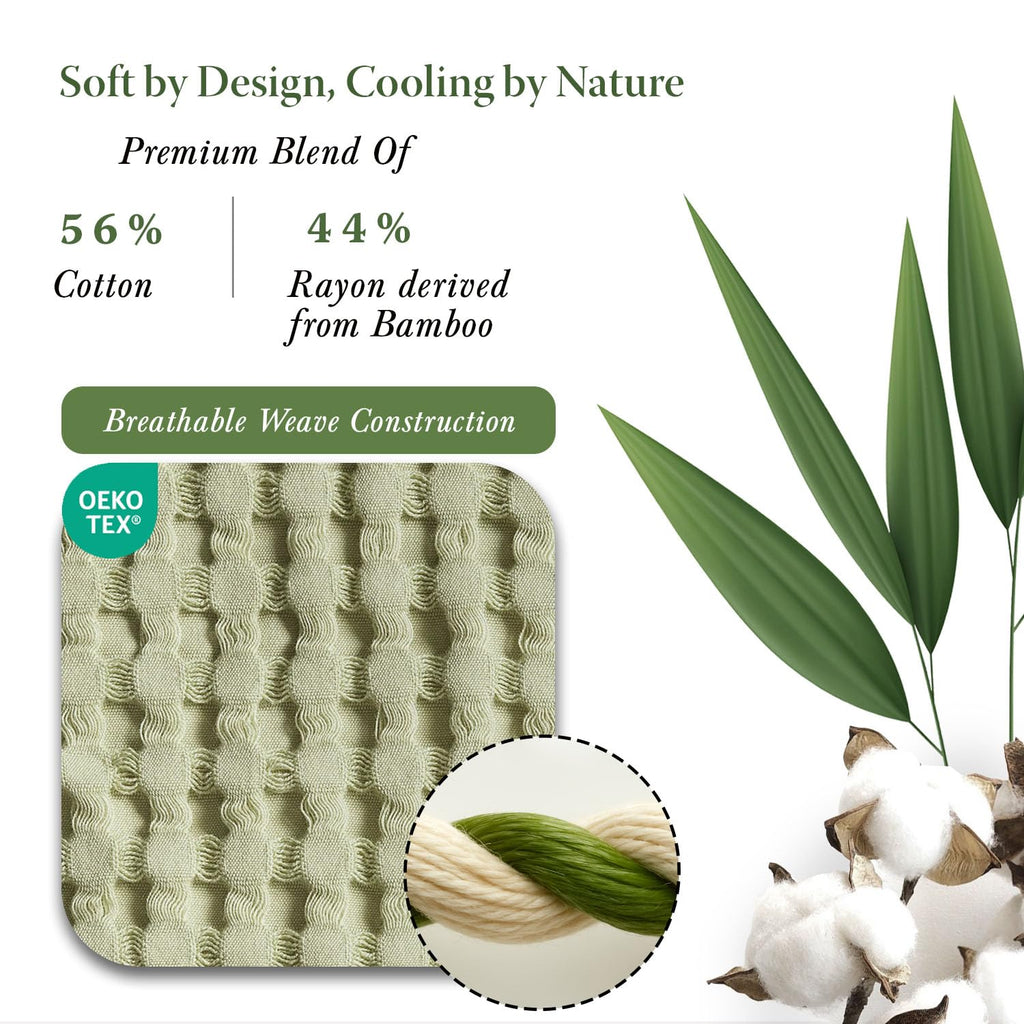King Waffle Bed Blanket, Rayon Derived from Bamboo, Sage Green