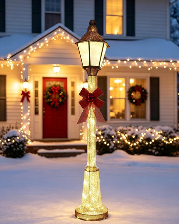 60-Inch Outdoor Christmas Decorations 3D Lighted Lamp Post with 105 LEDs