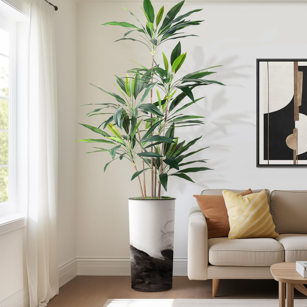 Artificial Tree in Contemporary Planter, Fake Dracaena Tree Silk Tree for Indoor and Outdoor Home Decoration - 66"