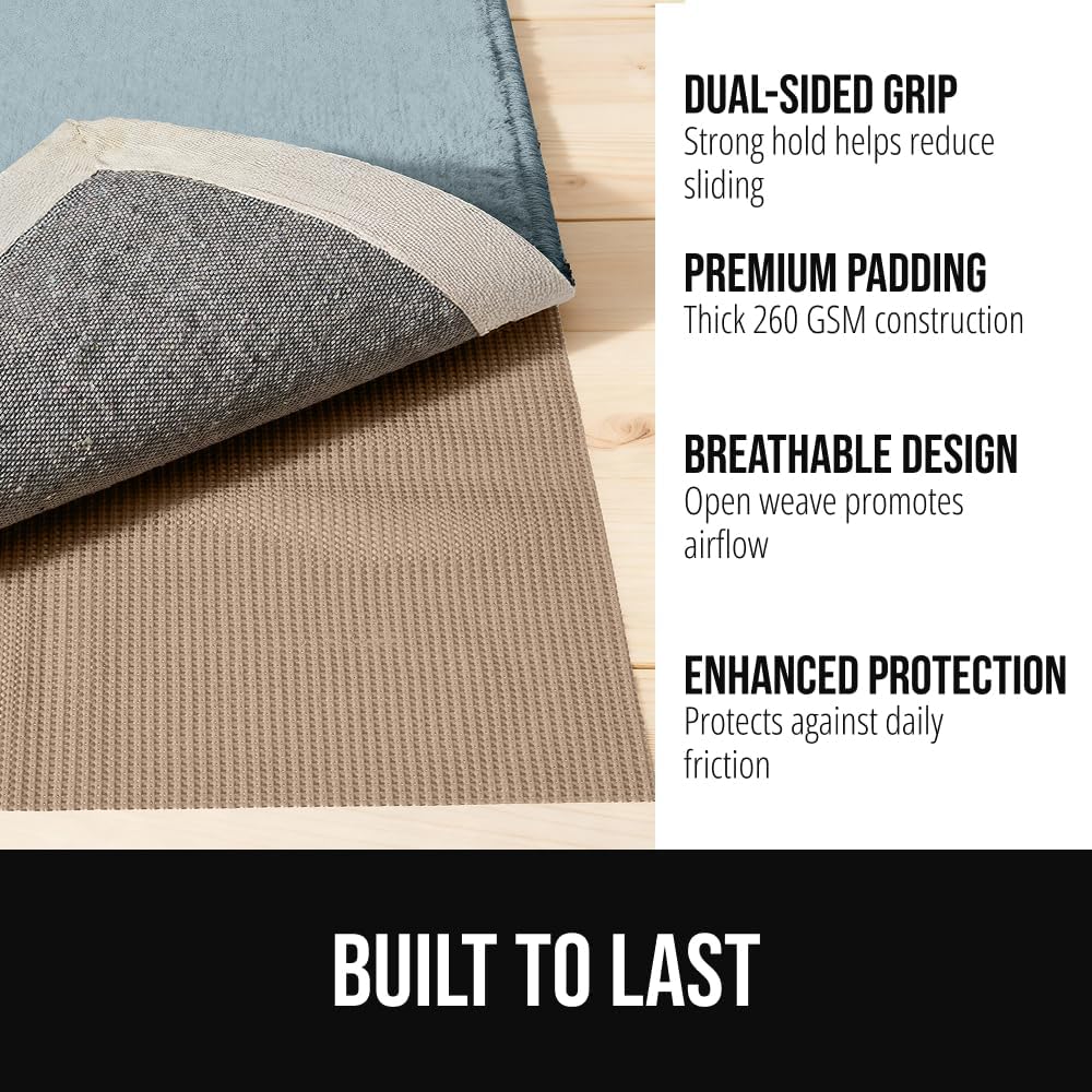 Premium Dual Sided Thick 2x8 Rug Gripper Pad for Hardwood Floors, Breathable Slip Resistant Pad Grips Under Carpet