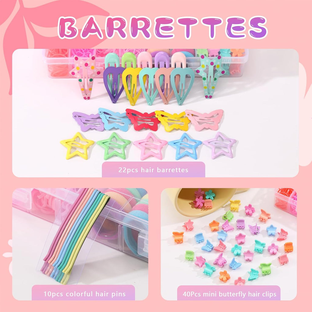 Hair Ties, Hair Accessories for Girls, 1350P Hair Ties with 72P Hair Clips