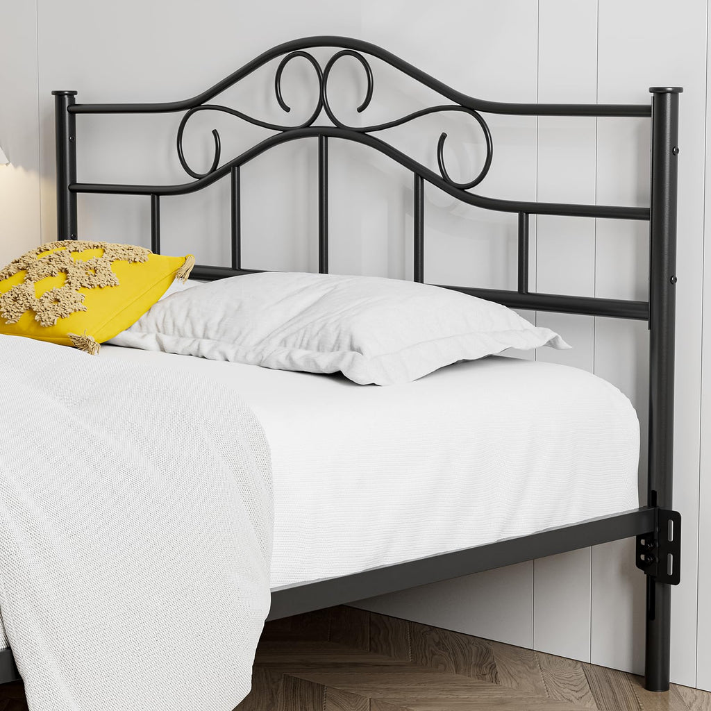 Farmhouse Metal Headboard Only, Height Adjustable, Black