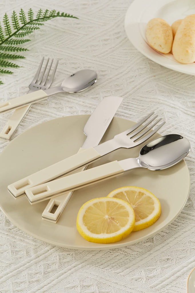 Silverware Set 20 Pieces Stainless Steel Cutlery Color Block Handle Modern Style Flatware - 4 x Dinner Knife; 4 x