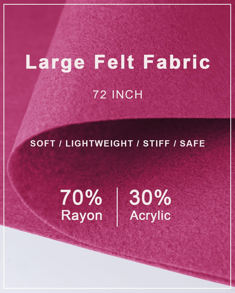 Fuchsia Felt Fabric 72" x 36", Large Stiff Craft Felt Sheet by The Yard