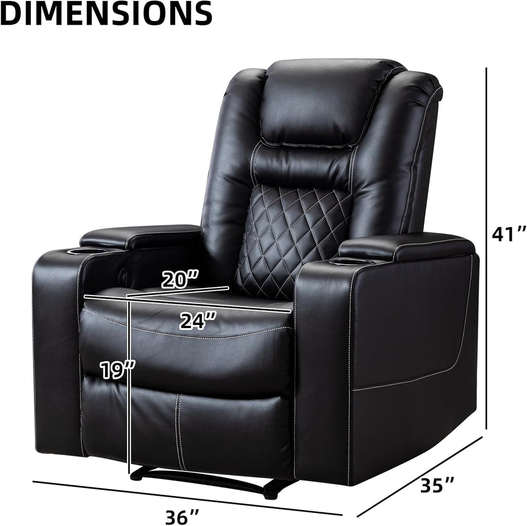 Electric Power Recliner Chair with USB Ports and Cup Holders