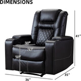 Electric Power Recliner Chair Set of 2, Breathable Leather Home Theater Seating with Hidden Arm Storage