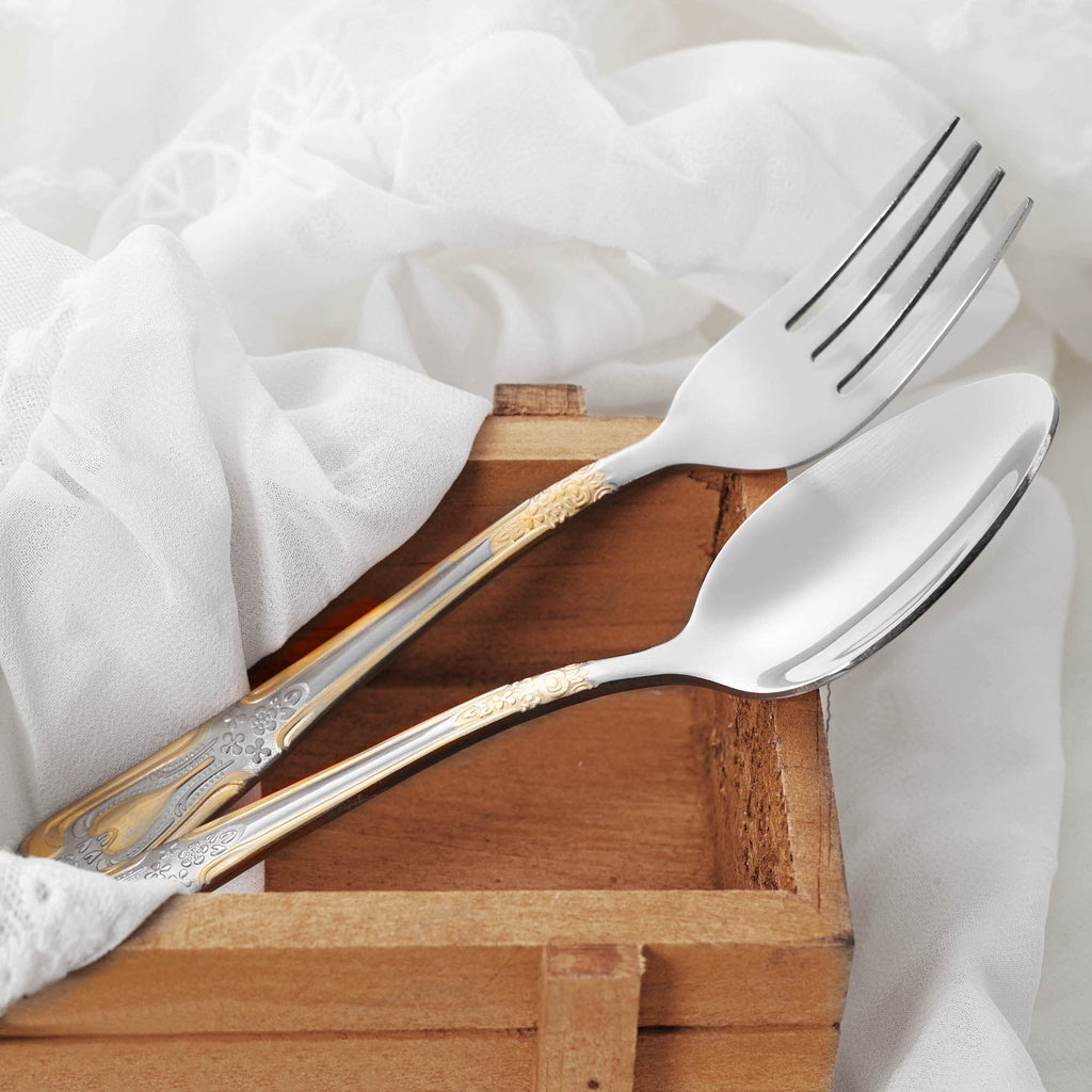 Silverware Set Limited Edition - 20 Piece Flatware Set - Cutlery Set for 4 - Silver Tableware Set w/Gold Accents