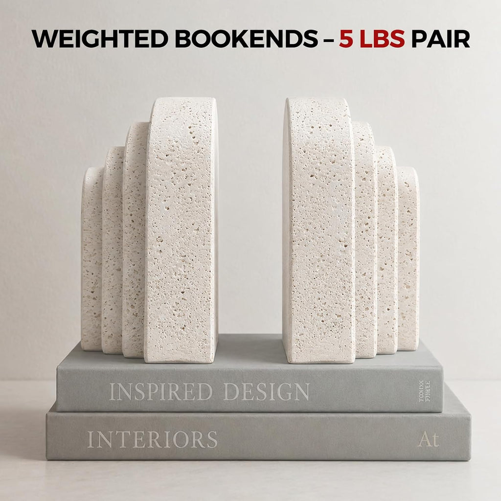 Heavy Duty Book Ends for Shelves, Decorative Book Stopper for Shelves, Resin Decor Bookends for Heavy Books, Modern