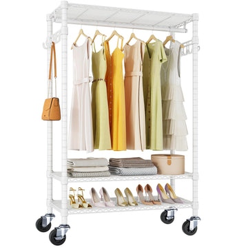 R3 Rolling Clothing Rack Portable Garment Rack for Hanging Clothes