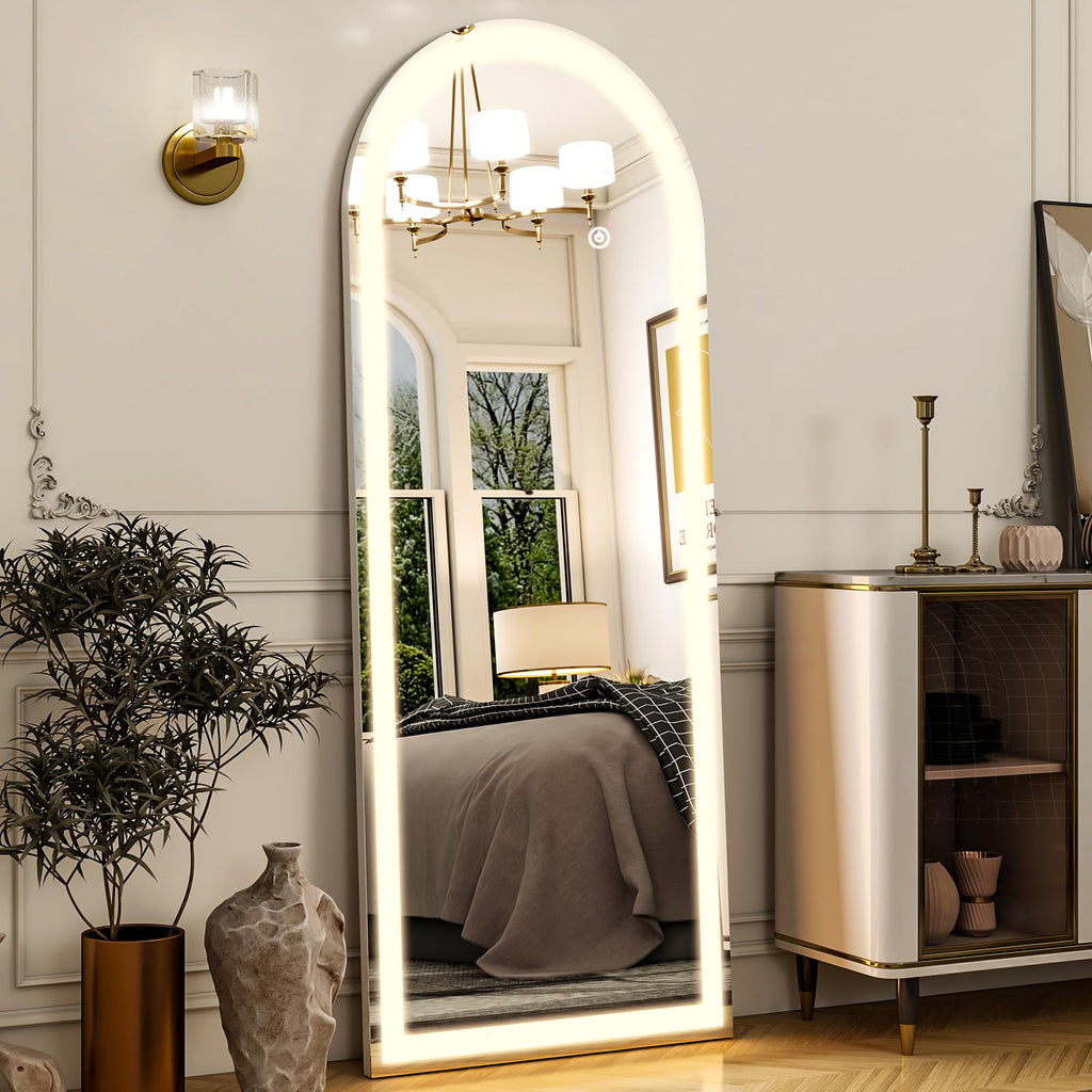 21"X56" LED Arched Full Length Mirror, Floor Mirror with Lights