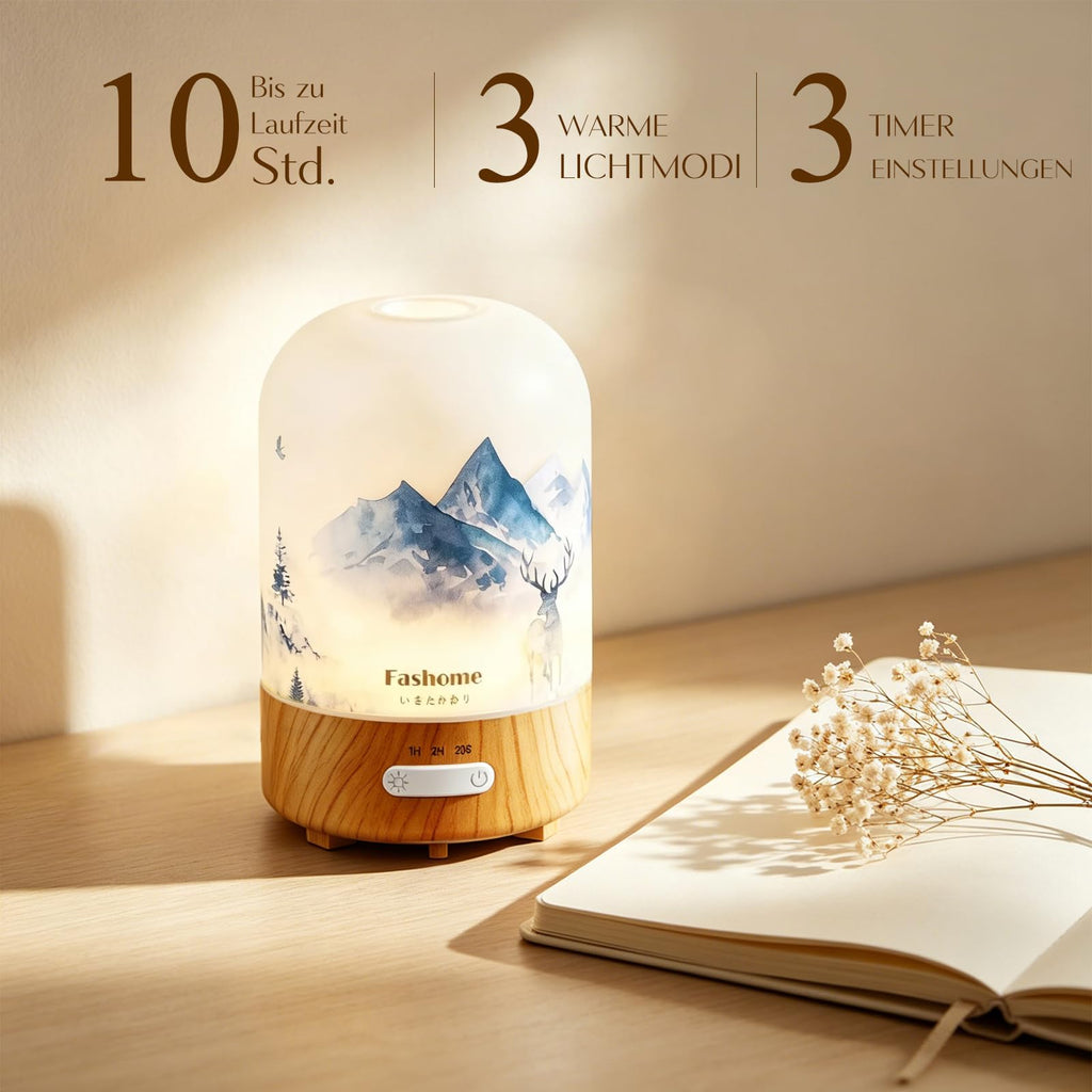 Hand Blown Glass Essential Oil Diffuser, Yoga and Office