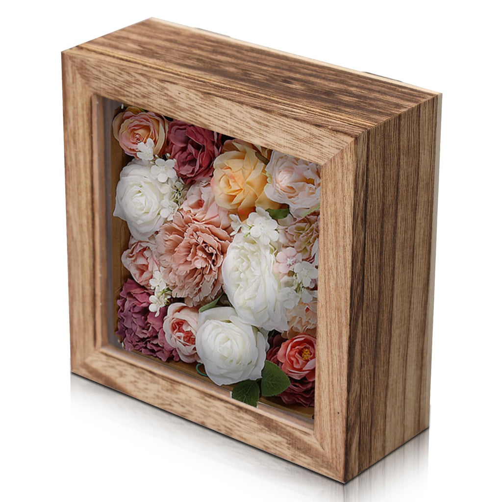 5x5 Small Shadow Box Frame Display Case, Magnetic Door, with Linen Back, for Memory Box, CD Frame Display Case