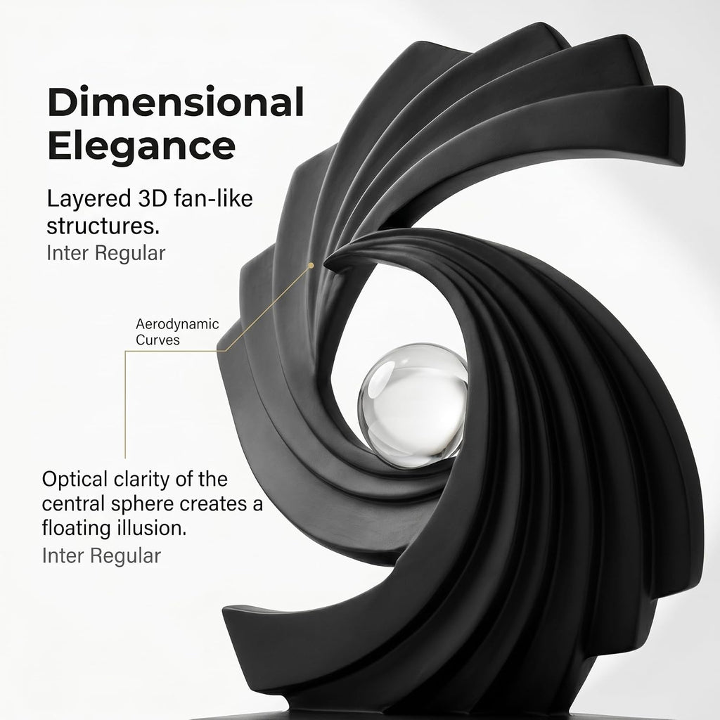 Modern Abstract Sculpture, Resin Swirl Art Statue | Contemporary Minimalist Tabletop decoration,10.8-Inch Tall
