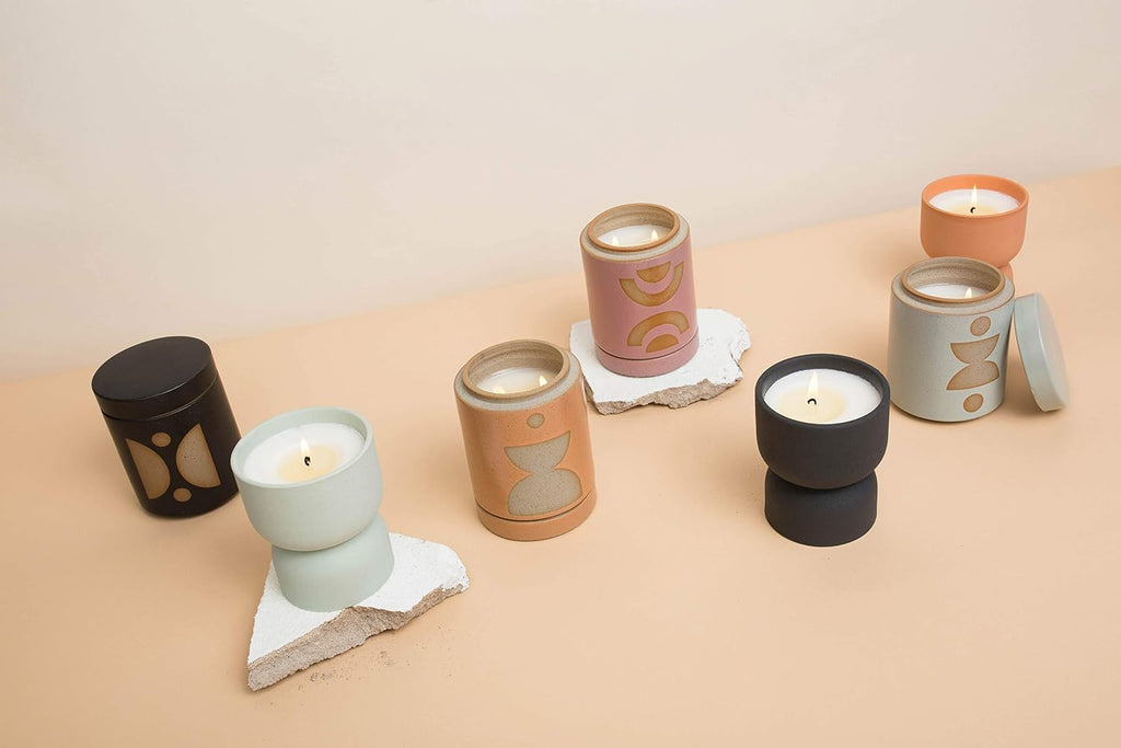 Scented Candles Form Collection Artisan Candle in Textured Ceramic Vessel, 6-Ounces, Ocean Rose & Bay - Set of 6