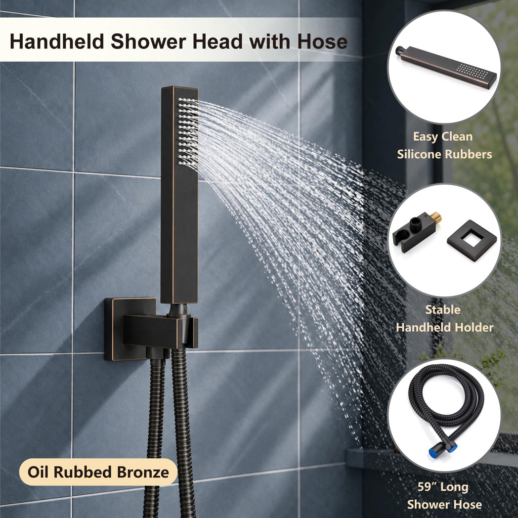 Shower Faucet Set with Handheld Sprayer, 12 Inch, Oil Rubbed Bronze