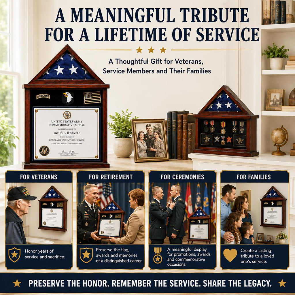 Flag Display Case Military Shadow Box for a Folded Army 3'x5' Flag