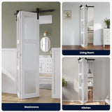 36in x 84in Bifold Barn Door, Frosted Glass Barn Door with Hardware Kit Included, Pre-Drilled Holes 