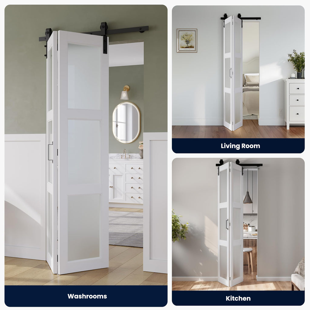 64" x 84" (Double 32") Bifold Barn Door with Hardware Kits