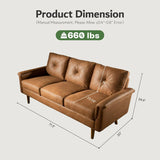 Luxury 3 Seater Sofa with Faux Leather,Mid-Century Modern Couch with Comfortable Armrest,Comfy Couches with Deep