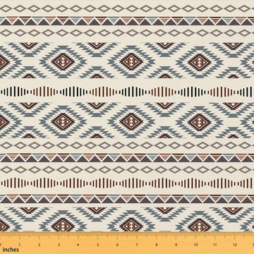 Boho Aztec Fabric by The Yard, Tribal Exotic Checker Soft Polyester No Stretch Fabric, Bohemian Geometric Decorative