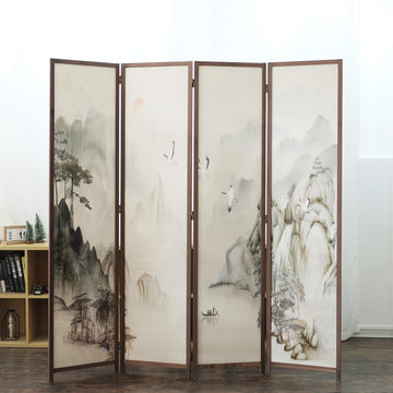 4 Panel Room Divider, 5.6 ft Tall Double-Sided Blackout Folding Privacy Screen - Freestanding Wall Partition with