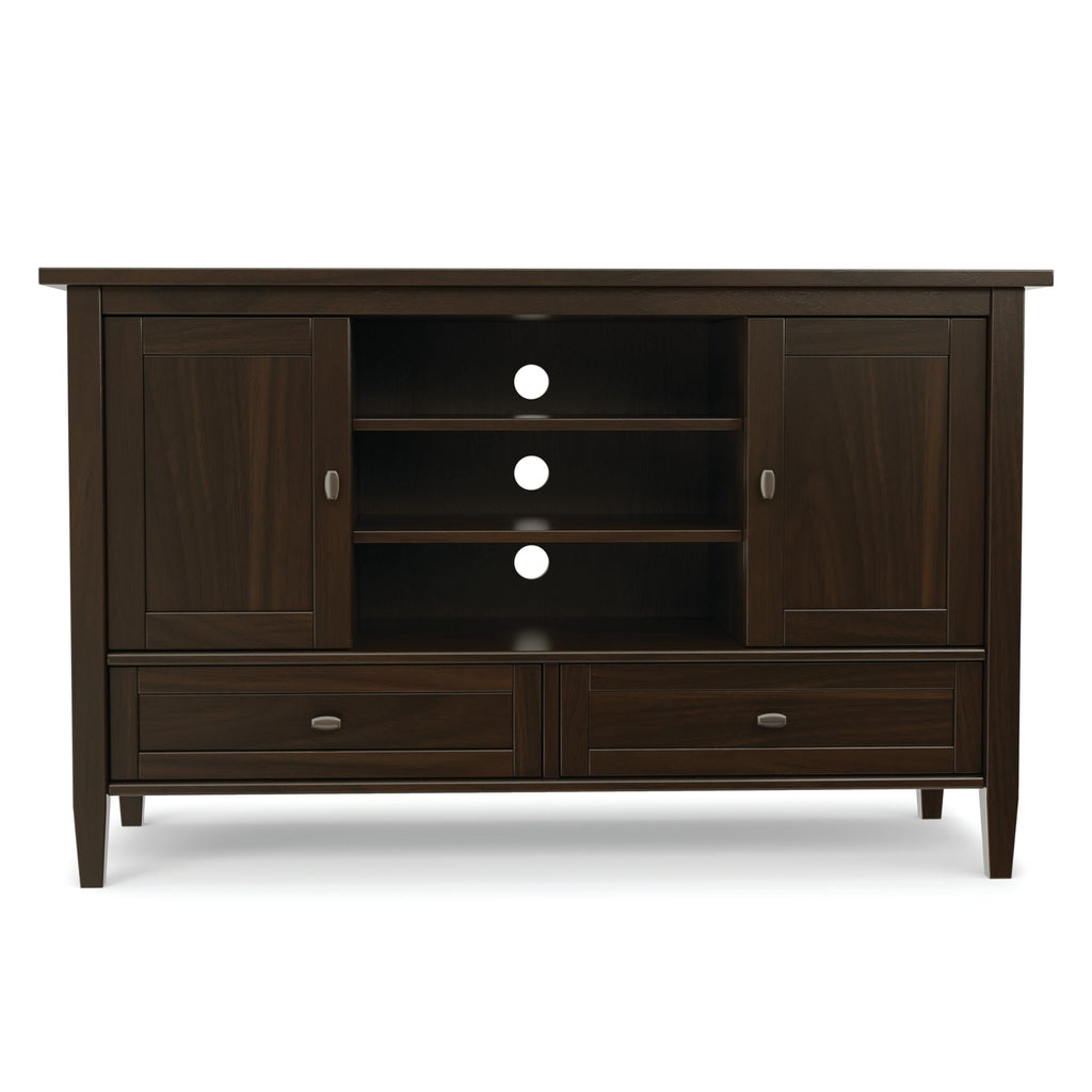 Warm Shaker 47" Wide Solid Wood TV Stand in Brunette Brown