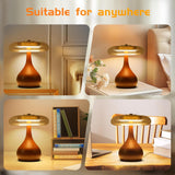 Small Table Lamp-Wooden Base Teardrop Mushroom Table Lamps,Amber Glass Shade