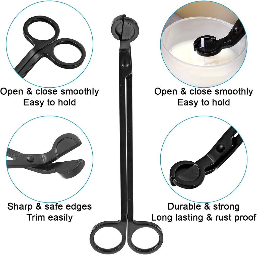 Wholesale Candle Wick Trimmer Cutter, Stainless Steel Wick Clipper Cutter, Matte Black Wick Candle Scissor - Set of 5