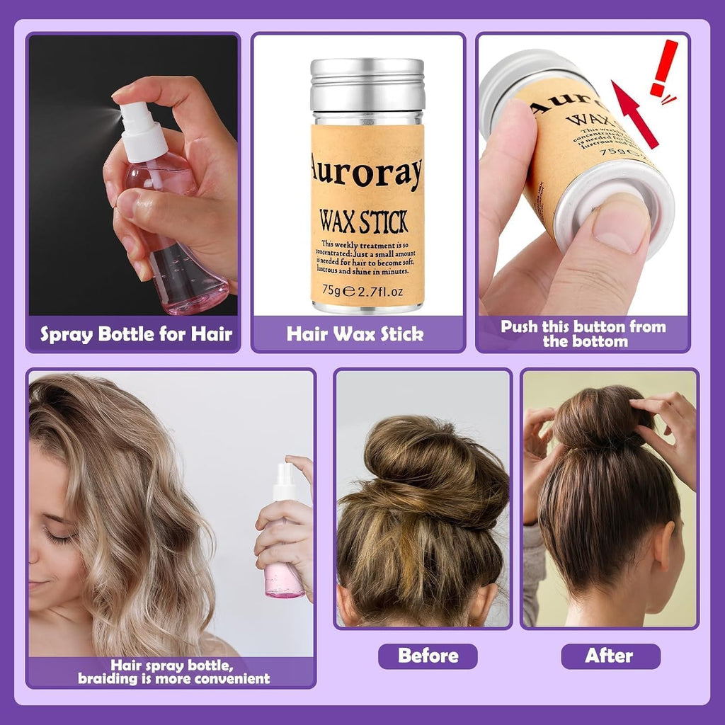 Hair Accessories for Girls, 1698 Pcs Hair Rubber Bands with Elastic Hair Ties Hair Clips Hair Wax Stick Spray Bottle