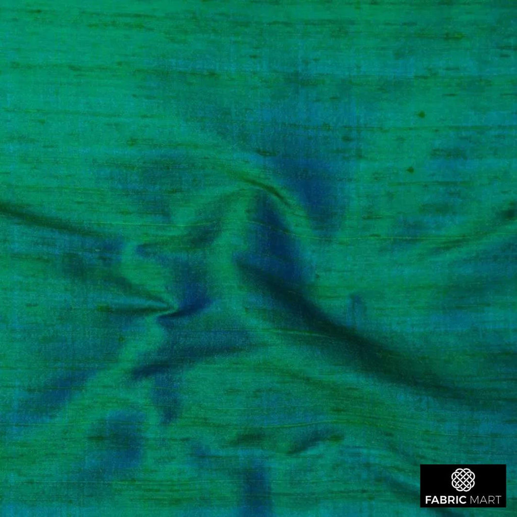 Mart Direct Peacock 100% Pure Silk Dupioni Fabric By The Yard, 1 Yard 41 inches Width Pure Raw Silk Solid Color Blue