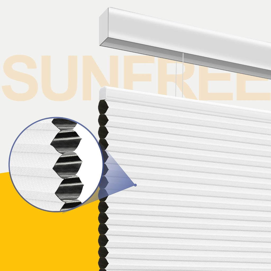 Top Down Bottom Up Cellular Shades , White(Blackout) | Cordless Honeycomb Shades for Windows, Thermal Insulation