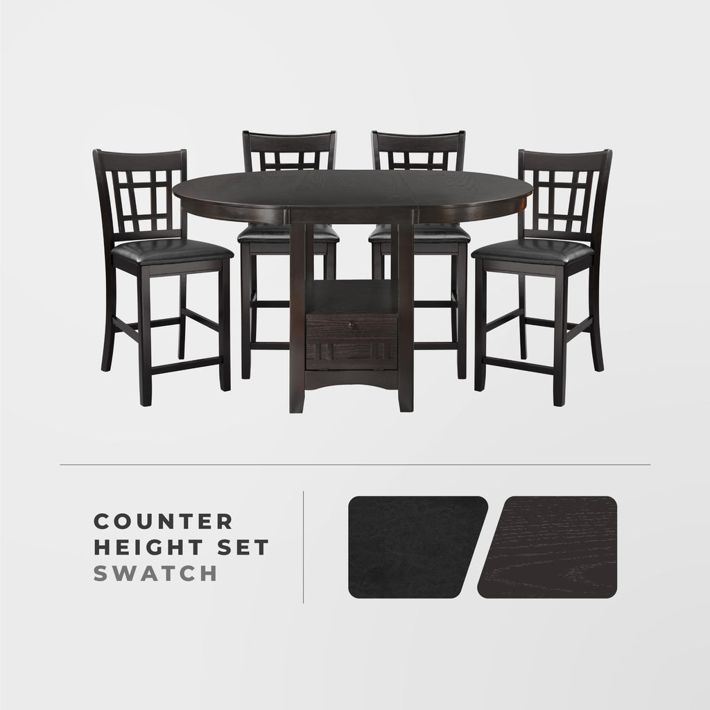 Meyer 5 Piece Counter Height Dining Table Set, Extendable Counter Height Dining Room Set for 4, Including 1 Round