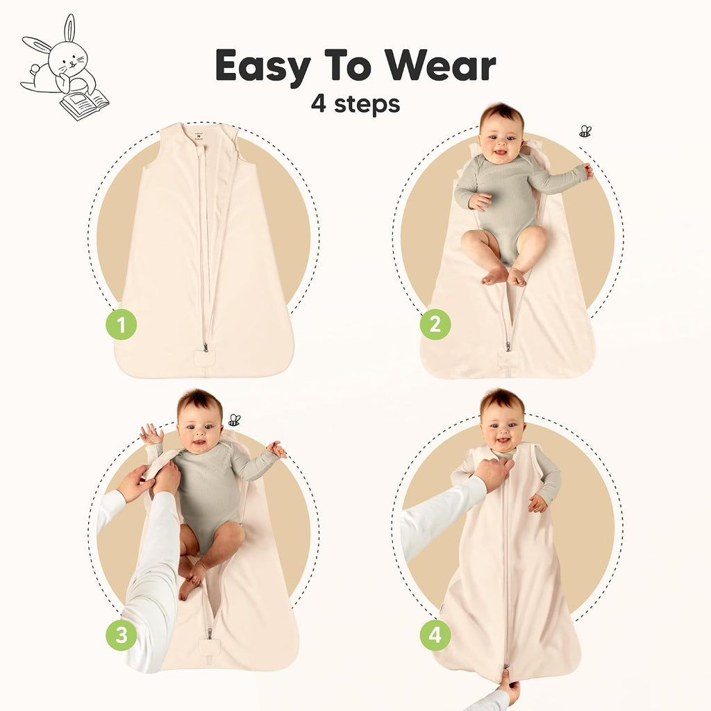 Pack Baby Sleep Sacks, Zipper Wearable Blanket,100% Cotton (Ecru, L)