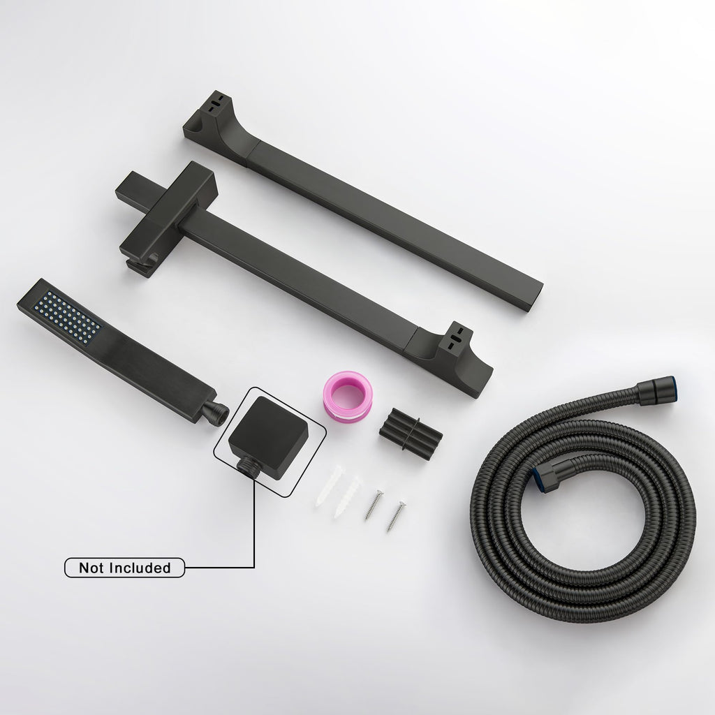 Matte Black Handheld Shower with Slide Bar Square Handheld Shower Head with Hose High-Pressure Shower Head with 29"