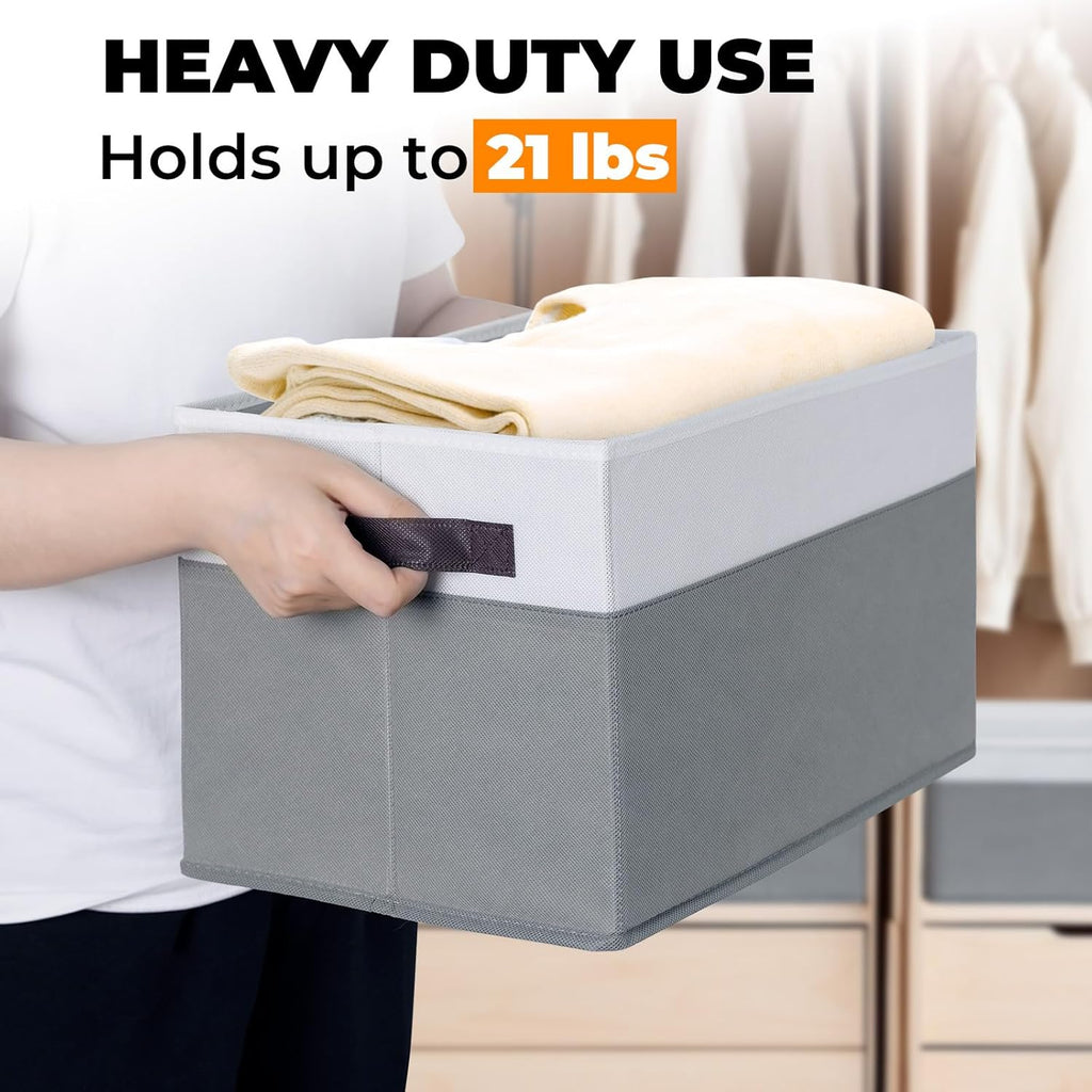 8 Pack Closet Storage Bins with Lids - Stackable Storage Baskets for Organizing Clothes Toys Blankets - Odorless for
