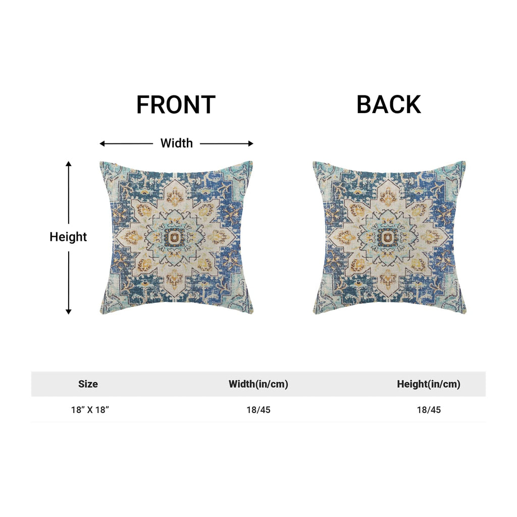 Blue Yellow Carpet Pattern Boho Pillow Covers 18x18 Set of 2
