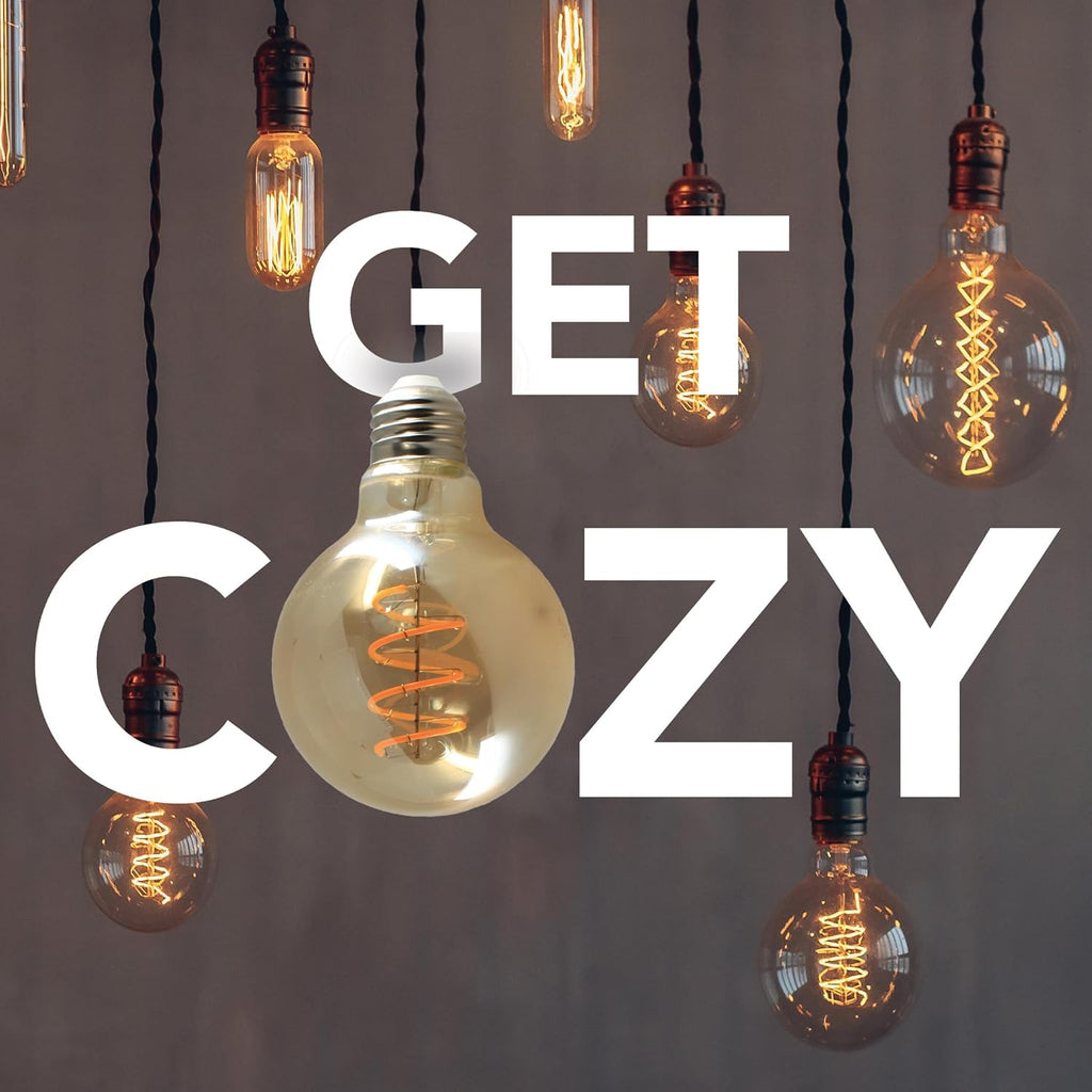 NorbCOZY G25 LED Bulb - Amber Glass 4W Spiral Filament Globe, 2700K Candlelight Glow, E26, Energy-Efficient Wellness