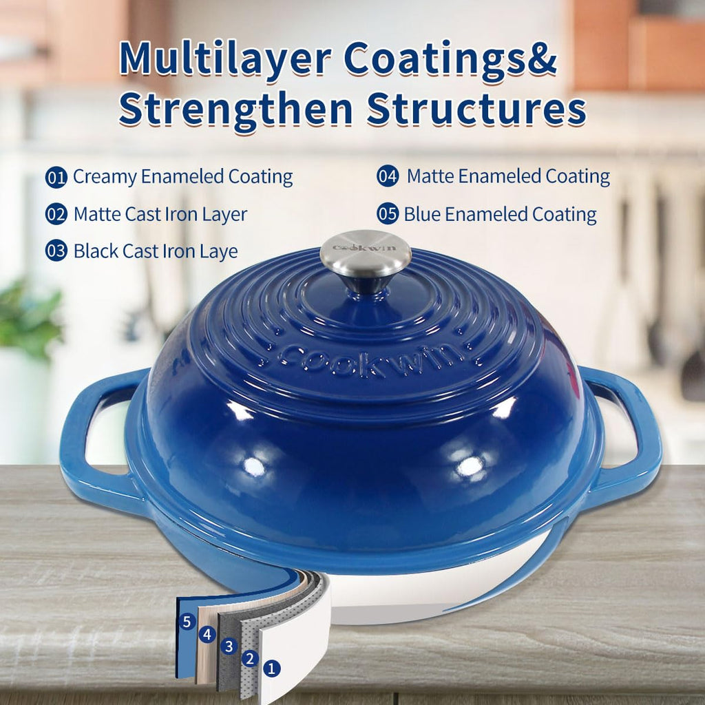 6 QT Enameled Cast Iron Bread Oven, Dutch Oven for Sourdough Baking