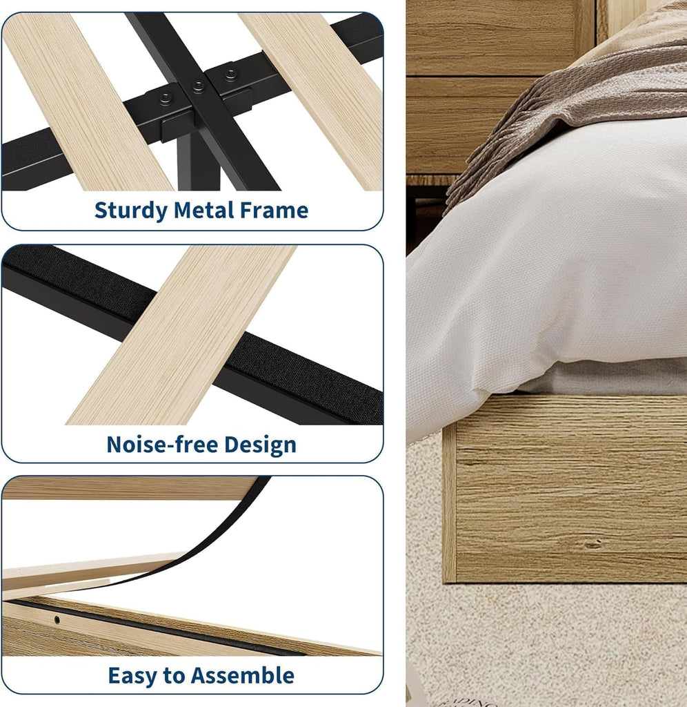 Bed Frame Solid Wood Platform, Low Profile Floor-Standing Japanese Style Bed, No Box Spring Needed, Easy Assembly 10