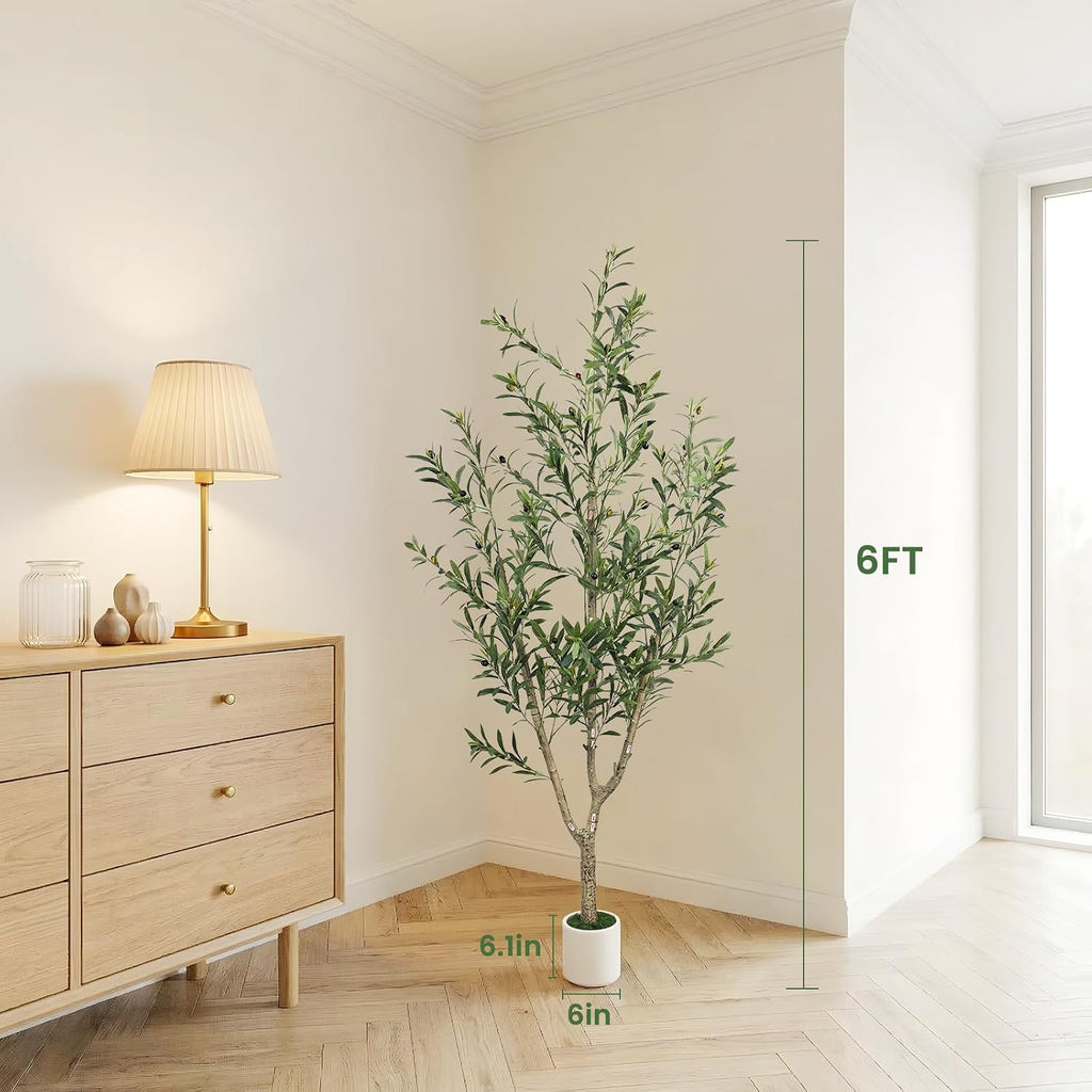 Artificial Olive Tree 6ft Tall with Lifelike Leaves Trunks Realistic