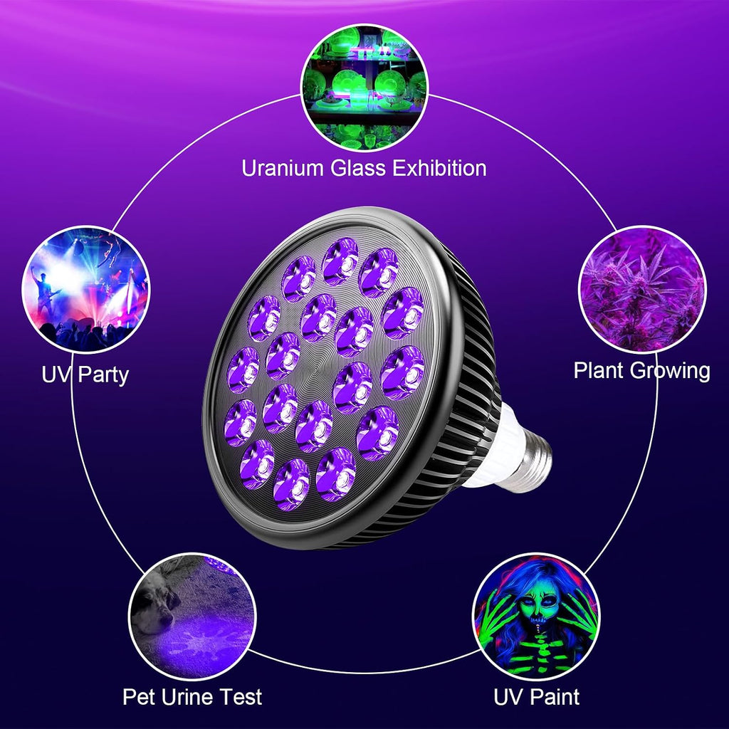 Black Light Bulbs, 2 Pack 36W LED Blacklight Bulbs E26