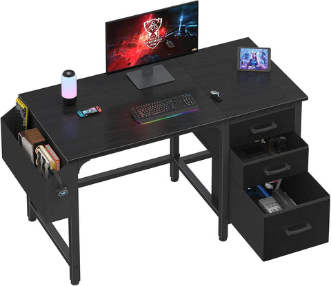 Computer Desk with File Drawers Cabinet, 47 Inch Reversible Home Office Desks with Filing Cabinet for Small Space