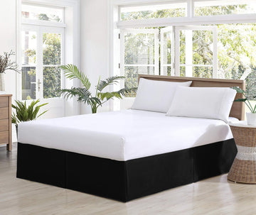 Bedskirts - 100% Natural Cotton 800TC Split Corner Black Bedskirt 20 inch Drop - Center & Corner
