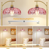 Gold Arc Floor Lamp Bedroom,Mid Century Modern Standing Lamp with Remote