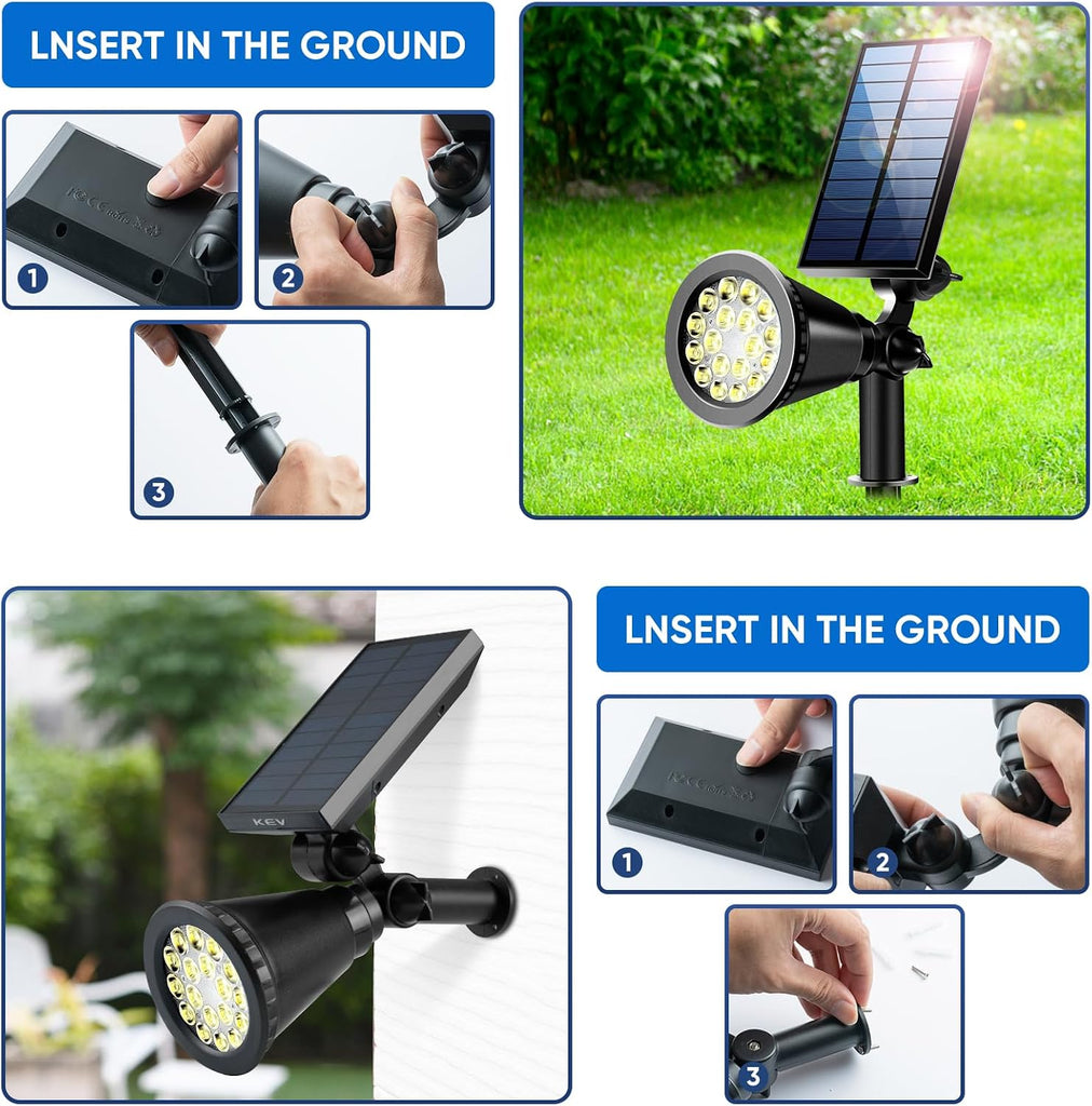 800 Lumens Solar Spot Lights Outdoor,4 Pack 18 LEDs Solar Flood Lights with 2 Modes &Adjustable &IPX65