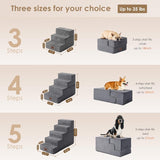 Dog Stairs for Bed 18" H, 4-Step Dog Steps for High Bed, Pet Steps for Small Dogs and Cats
